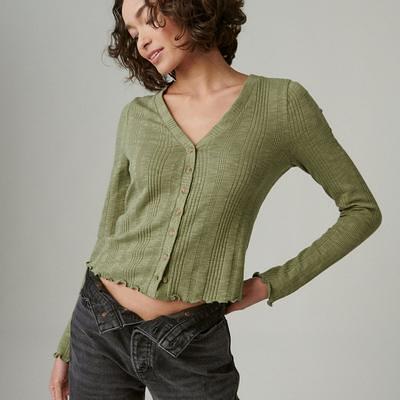 Lucky Brand Mixed Media Peasant Top - Women's Clothing Peasant