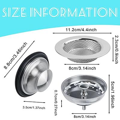 2pcs Kitchen Sink Drain Strainer And Kitchen Sink Stopper Stainless Steel,  Anti-clogging Garbage Disposal Stopper For Standard 3-1/2 Inch Kitchen Sink