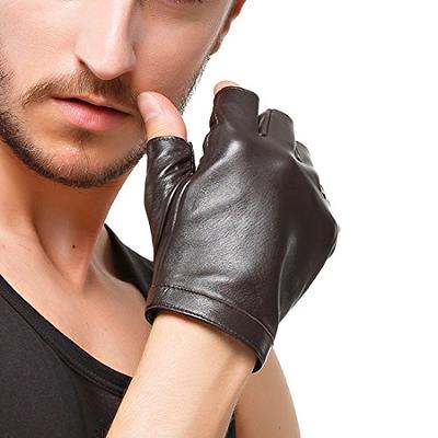 Leather Gloves Black Fingerless Driving Fashion Men Women Half Finger  Gloves New