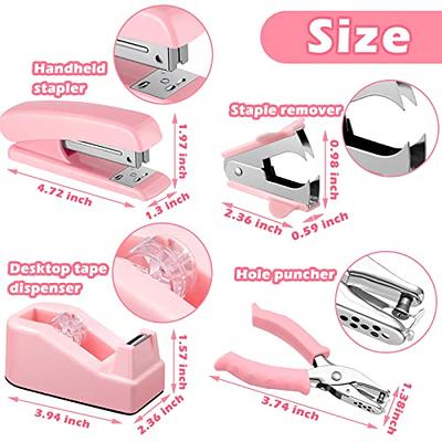 Sytle-Carry Pink Office Supplies, Desk Organizers and Accessories Office  Supplies with Staple Remover, Stapler, Tape Dispenser, Staples, Clips,  Scissor and Tabs 