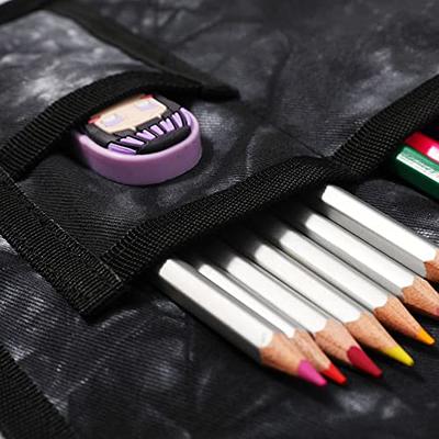 BTSKY Colored Pencil Case- 120 Slots Pencil Holder Pen Bag Large Capacity  Pencil Organizer with Handle Strap Handy Colored Pencil Box with Printing  Pattern (Purple Flower)