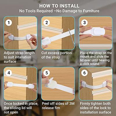 Child Safety Locks (10-Pack) Baby Safety Cabinet Locks - for Cabinets and  Drawers, Toilet, Fridge & More. 3M Adhesive Pads. Easy Installation