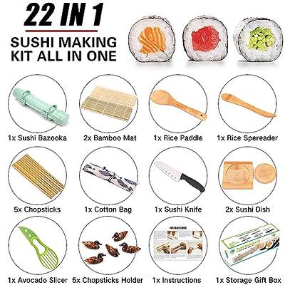 Sushi Making Kit, 22 in 1 Sushi Roller Maker Bazooker Kit with Bamboo Mats,  Chef's Knife, Chopsticks, Sauce Dishes, Rice Spreader, Avocado Slicer for  Beginners, Family, Friends, Home - Yahoo Shopping