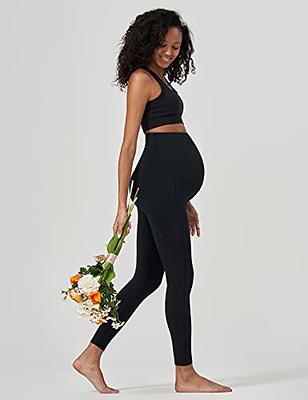 Enerful Women's Maternity Workout Leggings Over The Belly Pregnancy Active  Wear Athletic Yoga Pants with Pockets 2PCS Black Dark Brown Large - Yahoo  Shopping