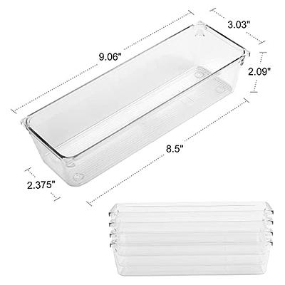 LotFancy Clear Drawer Organizers, 8 Pack, 9''×3''×2'' Plastic