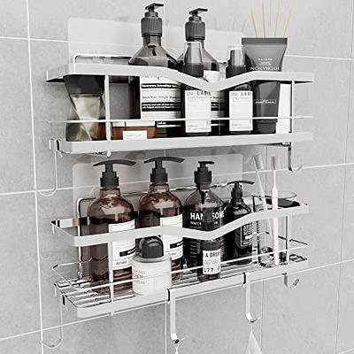 Nieifi Shower Caddy Shelf with Hooks Storage Rack Organizer Adhesive  Stainless Steel without Drilling for Bathroom, Lavatory, Washroom,  Restroom