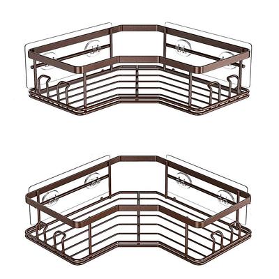 Satin Nickel Corner Shower Basket, Better Homes & Gardens Rust-Resistant Power Grip Pro, 1-Shelf, Suction or Adhesive Mount, Size: Corner Basket
