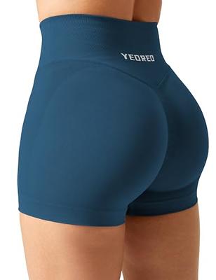 YEOREO Workout Gym Shorts Women Sport Scrunch Butt Lifting 3.5 Seamless V  Waist Amplify Shorts Peacock Blue X-Small - Yahoo Shopping