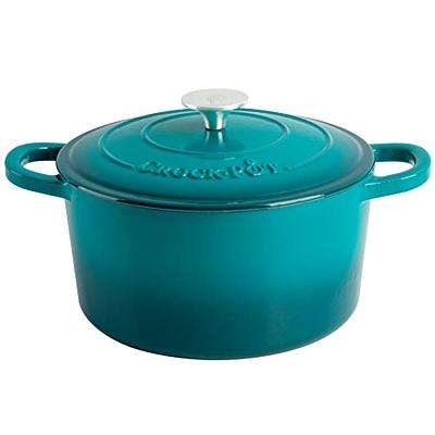 Crock Pot Artisan 5 Quart Round Enameled Cast Iron Braiser Pan with Self Basting Lid in Pistachio Green