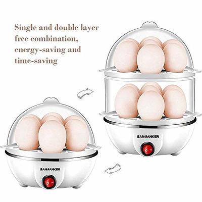 SANJIANKER XB-EC06 14 Egg Capacity Egg Cooker,350W Electric Egg Maker,Egg Steamer,Egg Boiler,Egg Cooker with Automatic Shut Off, Egg Cooker with Egg