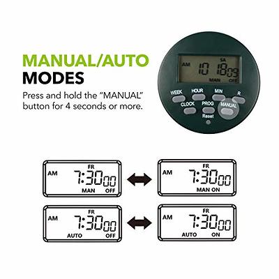 DEWENWILS Outdoor Digital Timer, 7-Day Programmable Plug in Timer with 3 Grounded Outlets for Landscape String Light