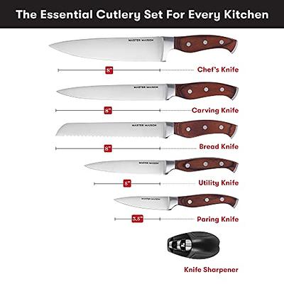 syvio White Knife Set, Kitchen Knife Set With Block and Sharpener, 14 Piece  Kitchen Knives for Chopping, Slicing, Dicing&Cutting