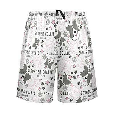 Ollabaky Men's Pajama Shorts Border Collie Cute Dog Pjs Bottoms