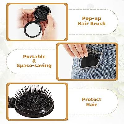 Folding Hair Brush with Makeup Mirror Portable Travel Hair Brush Mini Hair Comb  Small Hairbrush for Gym Trip Purse Women Men - AliExpress