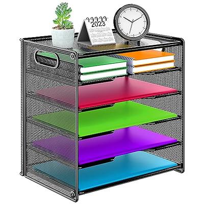  bukfen Office Desk Organizer with Upright File Holder, 2-Tier  Office Desktop Organizer Shelf and one Sliding Drawer, Desk File Organizer  and Storage Multi-Functional for Office, School, Home,Black : Office  Products