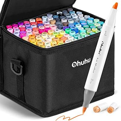 RUN HELIX Alcohol Markers - 80 Dual Tip Colors for Artists with Case, Brush  and Chisel Tips - Permanent Art Markers for Adult and Kid Coloring