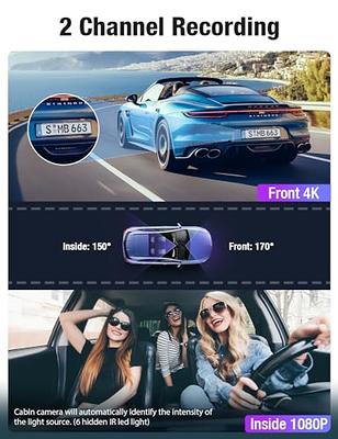 LANMODO 2 Channel D1 4K Dash Cam with 5G WiFi GPS App, Front 4K Inside 2.5K  Dash Camera, Car Camera with Loop Recording, IR Night Vision, WDR, 24hr