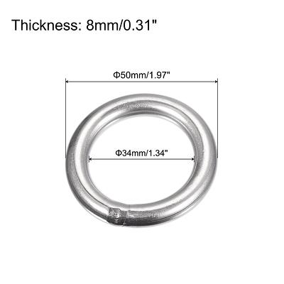 8mm Metal O Rings Non-Welded for Straps Bags Belts DIY Silver Tone
