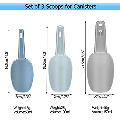 Set of 3 Scoops for Canisters, Plastic Flour Scoop, Ice Scooper for Canisters, Flour, Powders, Dry Foods, Candy, Popcorn, Coffee Beans Pet Food