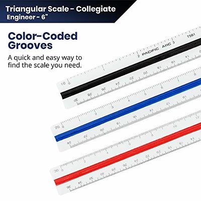 OCM 1 Triangular Architect Scale Ruler (Professional Grade Solid Aluminum)  Color Coded 12 Inch Architectural Scale (Imperial Measurements) - Ideal for