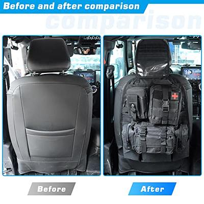 Universal Tactical Seat ​Back Organizer Vehicle Molle Panel Organizer  Storage Bag with 5 Detachable Molle Pouch for All Vehicel