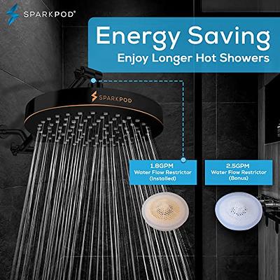 SparkPod Shower Head - High Pressure Rain - Premium Quality Luxury Design -  1-Min Install - Easy Clean Adjustable Replacement for Your Bathroom Shower  Heads (Luxury Polished Chrome, 6 Inch Square) 