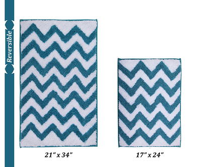 Better Trends 34-in x 21-in Aqua Polyester Bath Rug in the