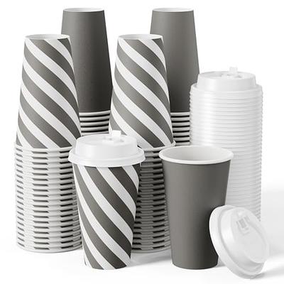 JOLLY CHEF 100 Pack 16 oz Paper Coffee Cups, Disposable Printed