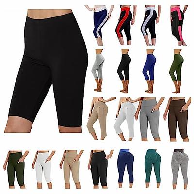 NEW YOUNG NEW YOUNg 3 Pack Leggings with Pockets for Women,High Waisted  Tummy control Workout Yoga Pants (3 Pack capri-BlackBlackB