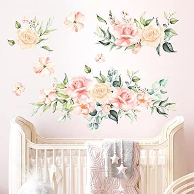 Flower Wildflower Wall Decals Peel and Stick for Furniture,Floral Wall  Stickers for Girls Bedroom Living Room