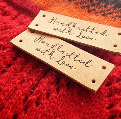 labels for knitting, labels for crochet, leather labels for handmade items,  personalized labels, custom clothing labels