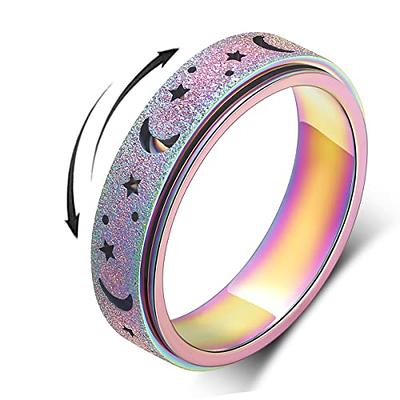 Oreillestar oreillestar anxiety ring for women fidget ring: anxiety relief  items spinner rings for anxiety gold moon star fidget rings fo