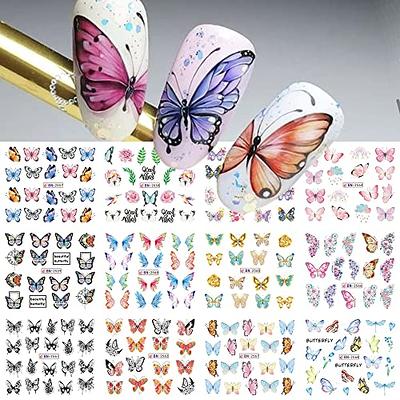 Butterfly Nail Art Stickers , 3D Self-Adhesive Nail Decals Colorful  Butterflies Spring Flowers Nail Designs for Acrylic Nails Supplies Manicure  Decorations 8 Sheets H Butterfly