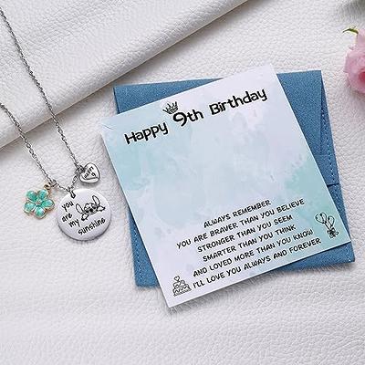 MIXJOY Happy 5th to 16th Birthday Gifts You are My Sunshine Stitch Necklace  for Little Girls, Lilo and Stitch Lover Birthday Gifts