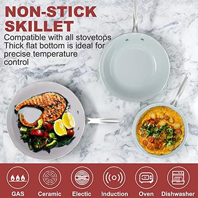 ROCKURWOK 3 Pcs Frying Pan Set, Hard Ceramic Nonstick Cookware Set,  8in/10in Omelet Pan, 12in Skillet, Inducton, Dishwasher & Ovens Safe, Free  of PFAS