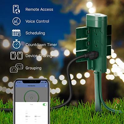 BN-LINK Smart WiFi Heavy Duty Outdoor Outlet, Timer and Countdown Function,  No Hub Required for Outdoor Lights, Compatible with Alexa and Google  Assistant, 2.4 GHz Network only 