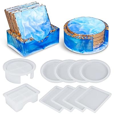 8 Pack Coaster Molds for Resin Casting,4 Pack Square Coaster molds and 4  Pack Round Epoxy Resin Molds Silicone,Great for Making Coasters, DIY Resin