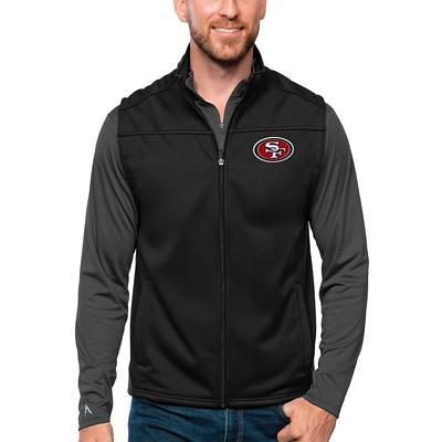 Men's Antigua Steel San Francisco 49ers Metallic Logo Links Full-Zip Golf  Vest