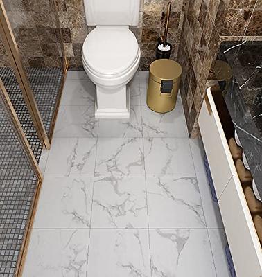 WESTICK White Marble Stick on Floor Tiles - Waterproof Vinyl Flooring for  Kitchen, Bathroom, Bedroom - Easy Installation - 5 PCS