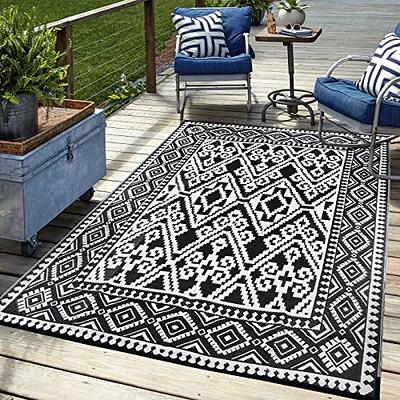 Outdoor Patio Rug Waterproof Camping - 5x8 ft Black Rugs Carpet, Plastic  Straw Area for Patios Clearance, Camping, Porch, Deck, Rv, Camper, Balcony