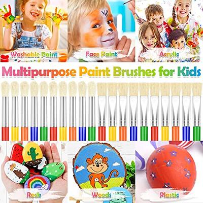 YGAOHF Paint Brushes for Kids 8 Pcs Big Washable Chubby Toddler Paint Brushes Easy to Clean & Grip Round and Flat Preschool Paint Brushes with No