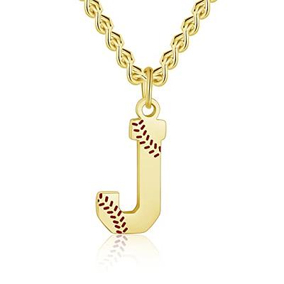 AIAINAGI Baseball Initial A-Z Letter Necklace for Boys Baseball Charm  Pendant Stainless Steel Gold Chain 22inch Personalized Baseball Gift for  Men Women Girls（J - Yahoo Shopping