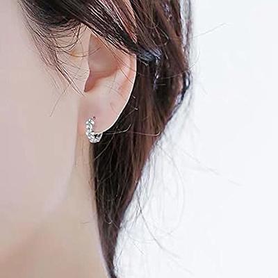 1Pair 925 Sterling Silver Small Cute Sparkling Stud Earrings 18K