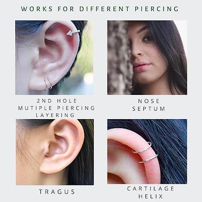Small Thin Nose Hoop Rings Piercing 8MM Solid 925 Sterling Silver  Hypoallergenic | eBay
