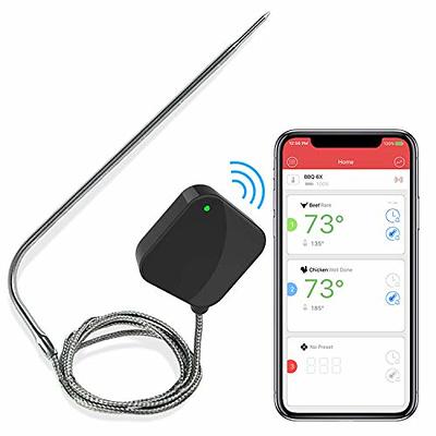 Nutrichef Wi-Fi Grill Meat Thermometer Wireless Dual Smart Probes, Alarm Indoor from Outdoor, Black