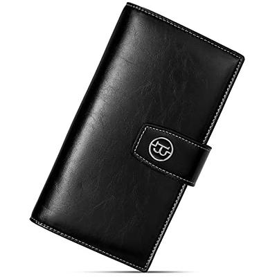 Amazon.com: CornerLife Women Zipper Wallets with Wristlet Large Capacity  Long Wallet Clutch Checkbook Purse Wallet Oil Wax PU Leather Ladies Wallets  (Black) : Clothing, Shoes & Jewelry
