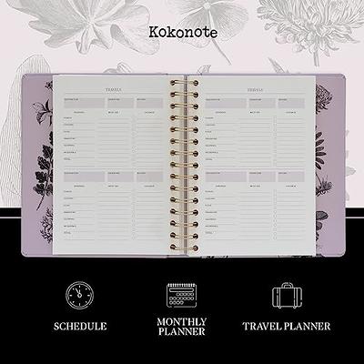 Kokonote Botanical Diary 2024, 17 Months Diary Week To View, August 2023  - December 2024, Mid Year Diary 2023-2024 With Stickers, Cute Stationery