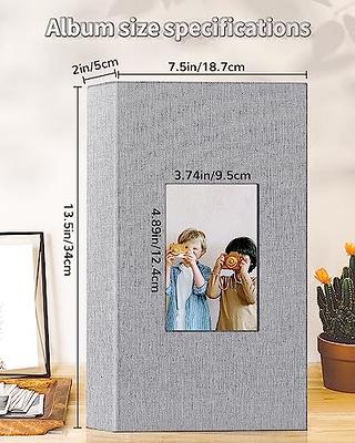 Vienrose Linen Photo Album 300 Pockets for 4x6 Photos Fabric Cover Photo Books Slip-In Picture Albums Wedding Baby Grey