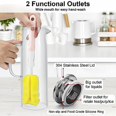 2 Liter 68 oz Glass Pitcher with Lid and Spout, Bivvclaz Water Pitcher for  Fridge, Glass Carafe for Hot/Cold Water, Large Iced Tea Pitcher for Coffee