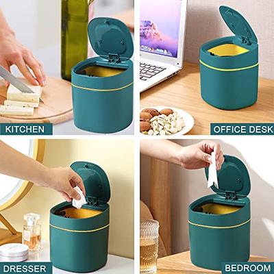 Mini Trash Can with Pop Up Lid Small Wastebasket with 2 Rolls of Trash Bags,  Tiny Desktop Waste Garbage Bin for Home, Office, Kitchen, Vanity Tabletop,  Bedroom, Bathroom(Blue) - Yahoo Shopping